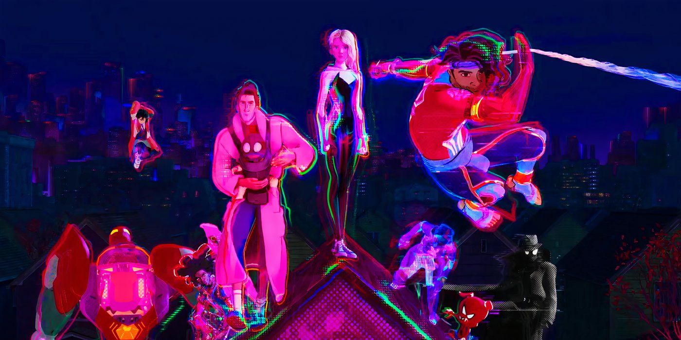 Gwen Stacy with her Spider-Man team in Spider-Man Across the Spider-Verse