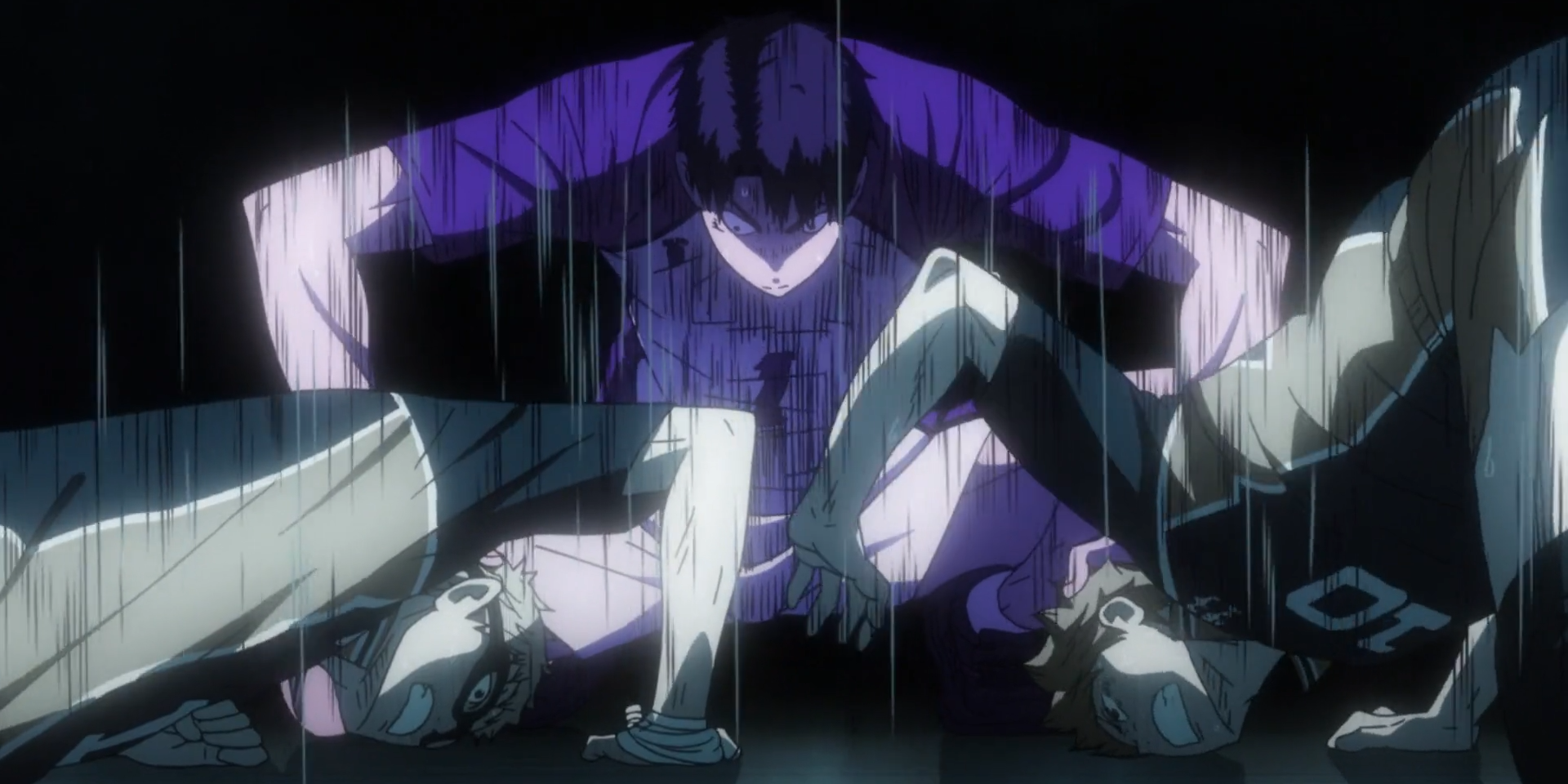 Haikyu!! - Ushijima holding down Tsuki and Hinata to the floor