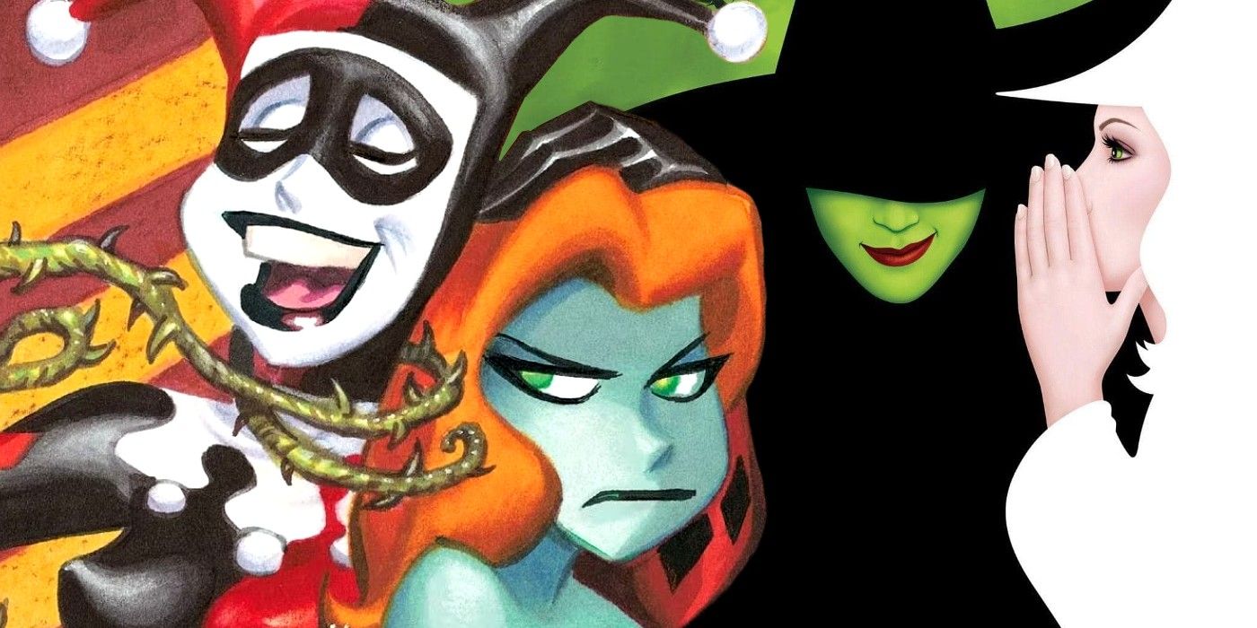 harley quinn and poison ivy next to the wicked poster
