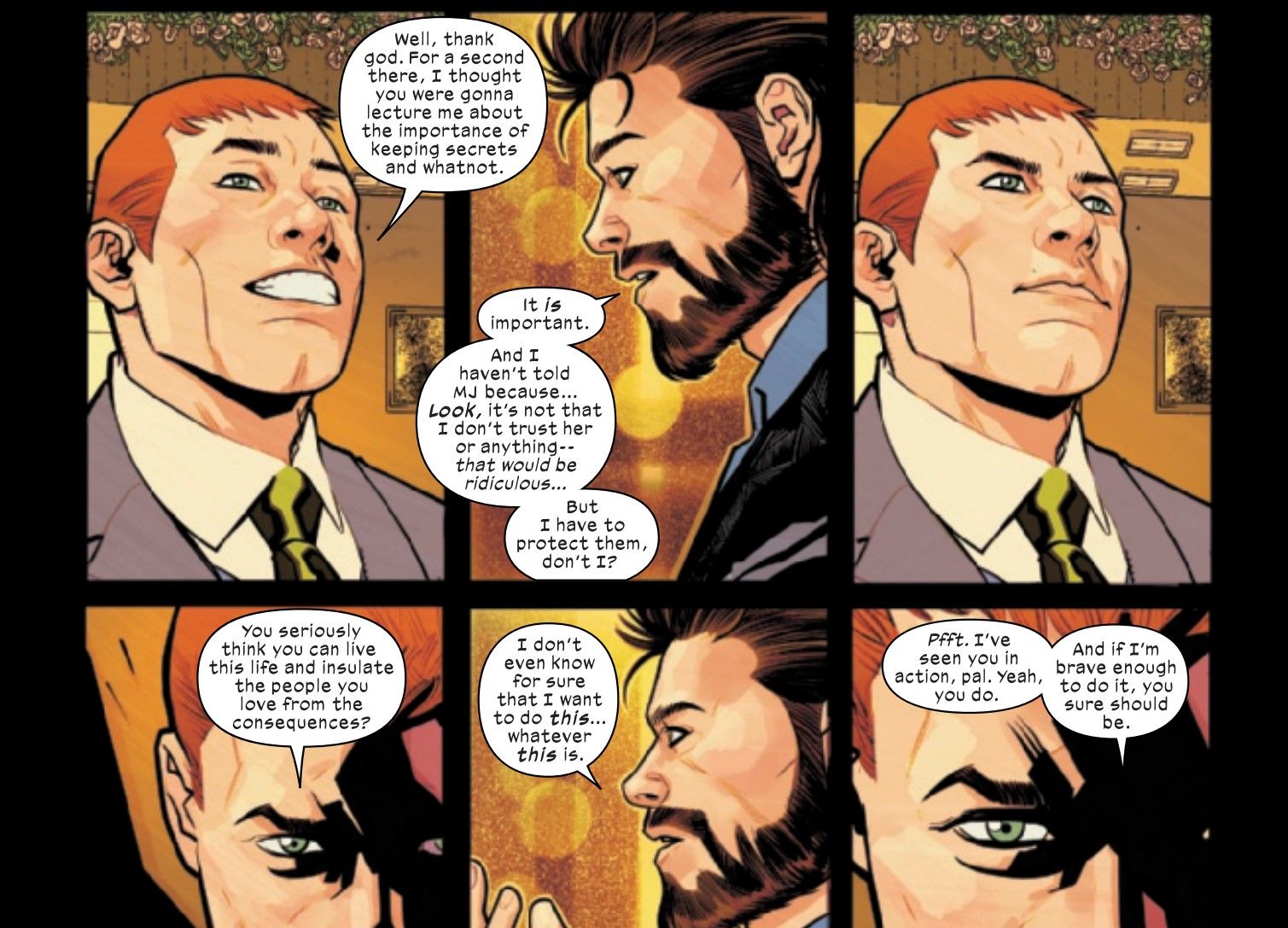 Harry Osborn wants Peter Parker to tell MJ about his secret identity in Ultimate Spider-Man #4