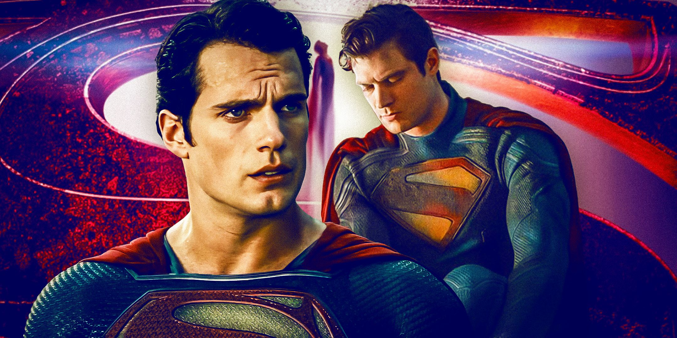 Henry Cavill and David Corenswet as Superman