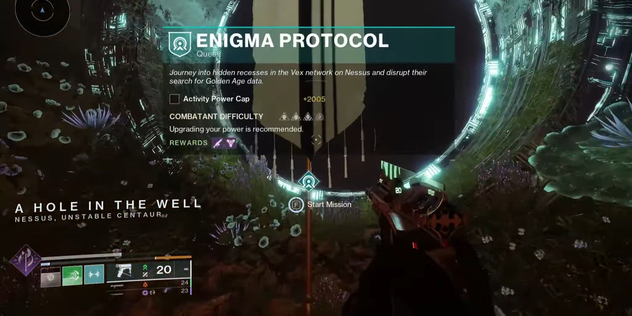 A bandeira da missão do Protocolo Enigma em Destiny 2