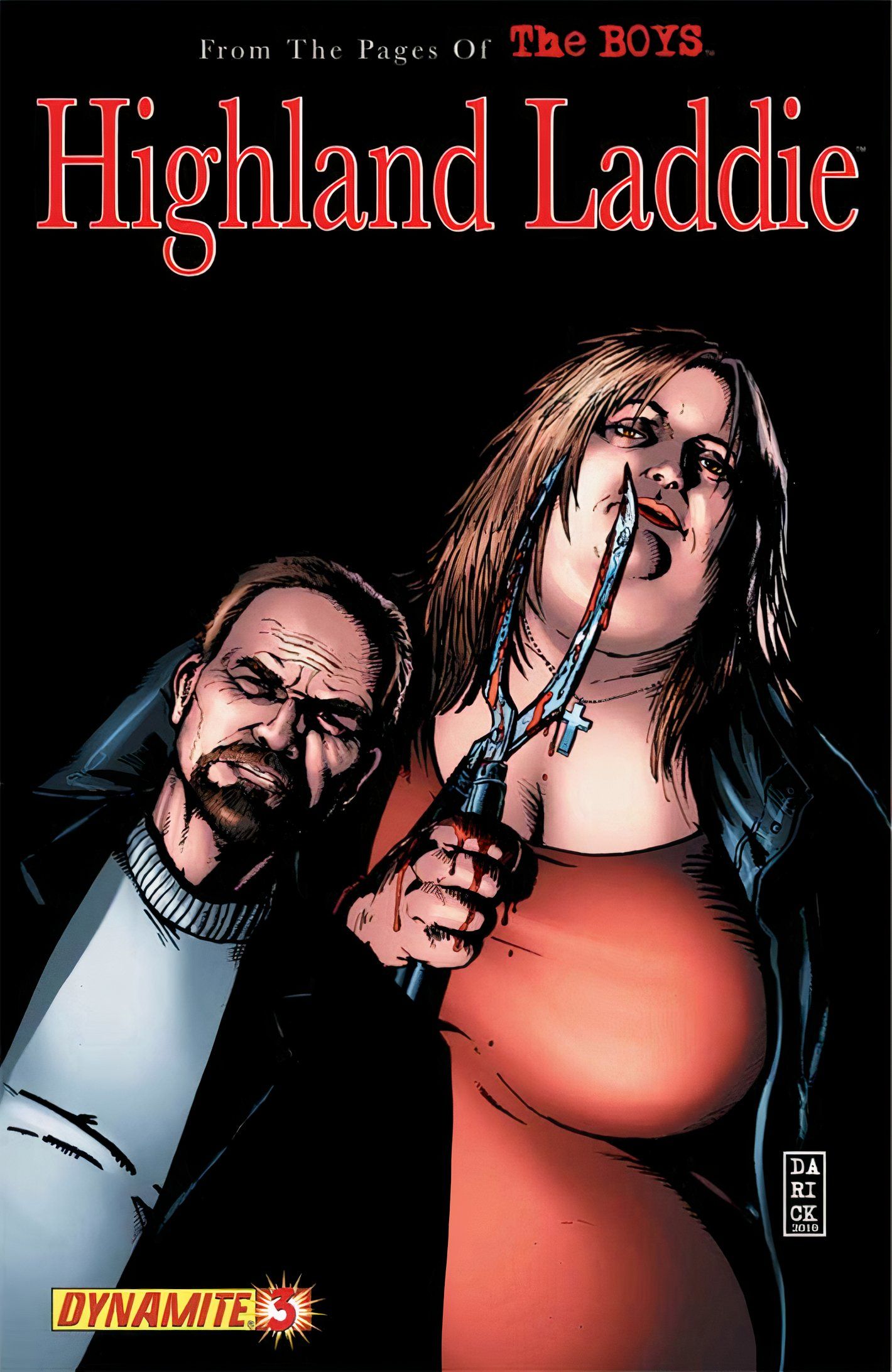 The Boys: Highland Laddie #3 cover, Hughie and his aunt, who holds a sharp, bloody pair of medical shears.