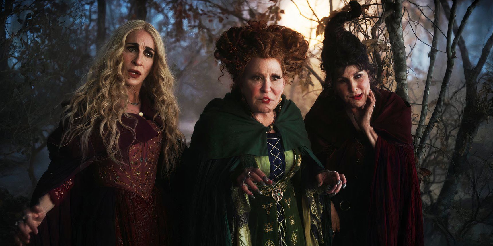 Hocus Pocus 2 Sarah Winifred and Mary in the woods