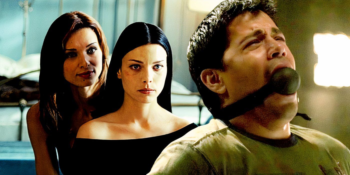 Vera Jordanova and Lauren German from Hostel 2 next to Jay Hernandez in Hostel