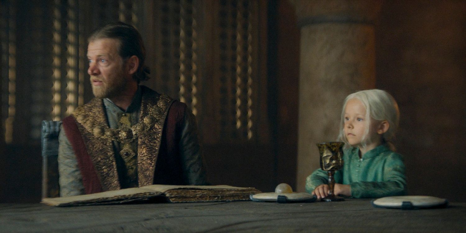 Ser Tyland Lannister and little Jaehaerys at the Small Council meeting in House of the Dragon season 2 episode 1