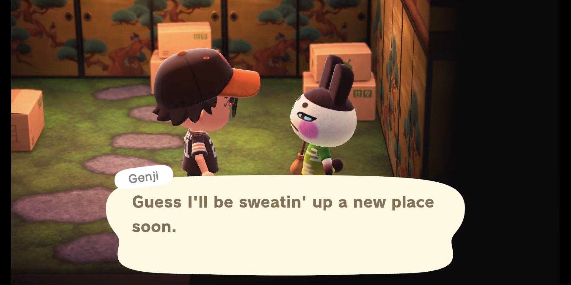 Um PC conversando com um aldeão sobre se mudar em Animal Crossing New Horizons