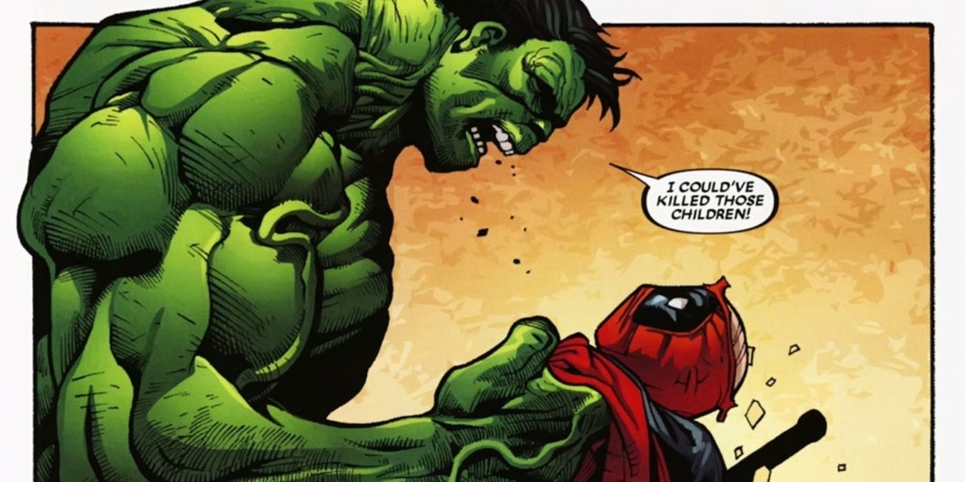 Hulk ist wütend auf Deadpool, weil er ihn beinahe dazu gebracht hätte, Kinder zu töten. 