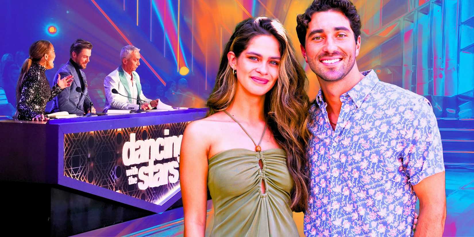 image of Joey graziadei and Kelsey anderson from the bachelor with dwts background