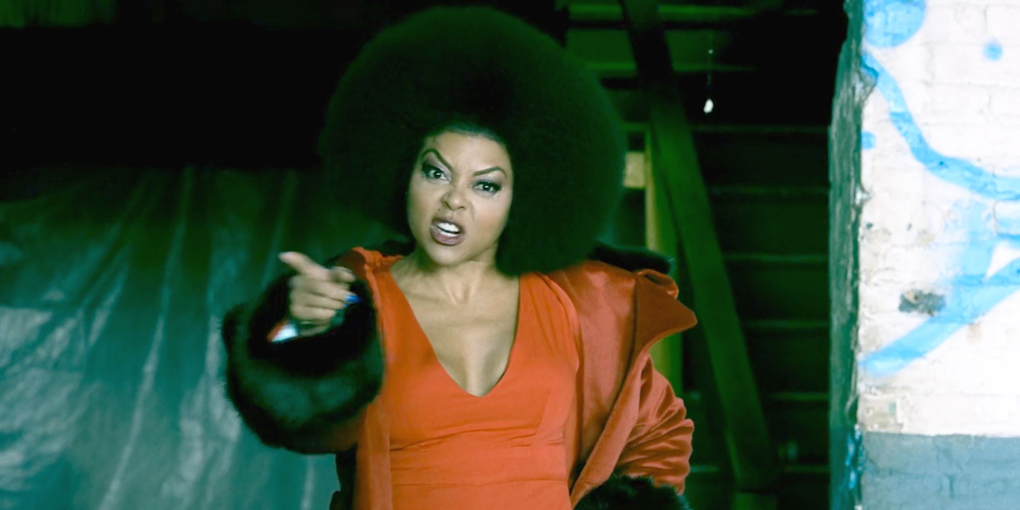 Taraji P. Henson as Cookie Lyon pointing her finger and looking angry on Empire