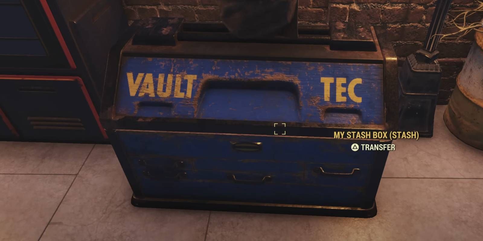 Fallout 76 My Stash Box para o personagem do jogador armazenar itens fora de seu inventário pessoal