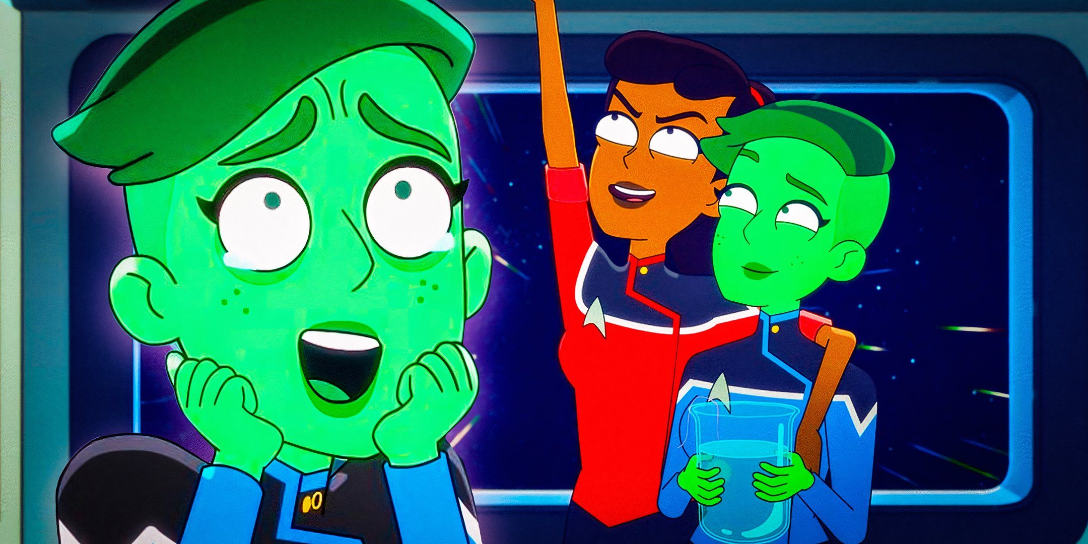 Tendi and Mariner celebrating in Star Trek: Lower Decks