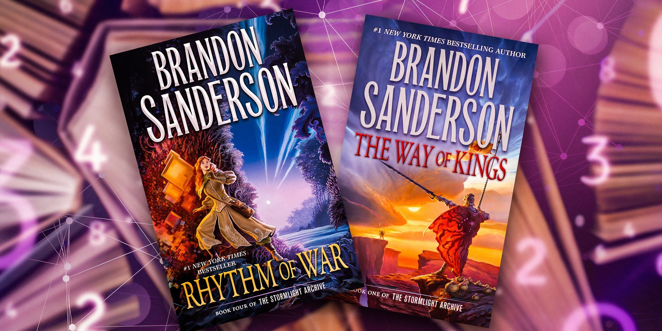Covers of Rhythm of War and The Way of Kings Brandon Sanderson