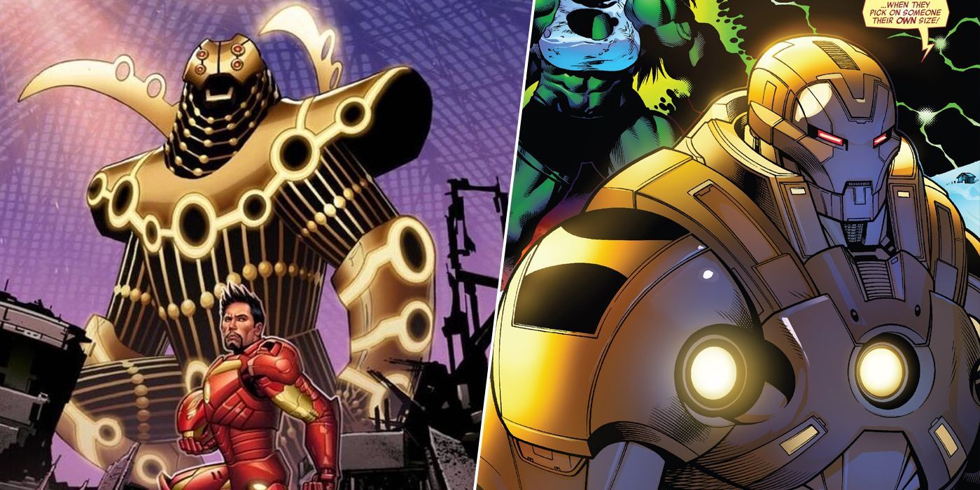 Iron Man wearing his Celestial-killing Godkiller Armor MK II. 