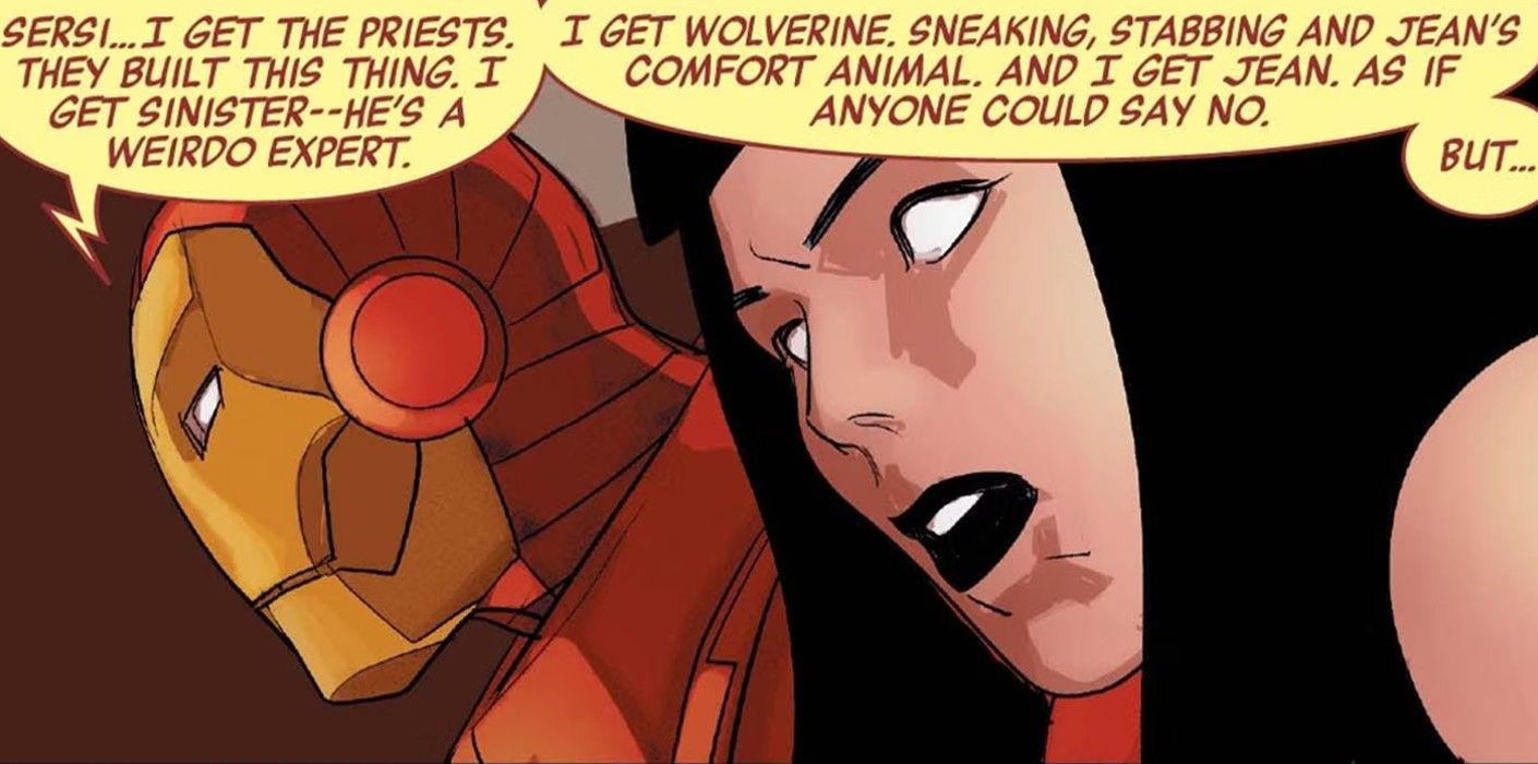 iron man insults wolverine as jean's comfort animal