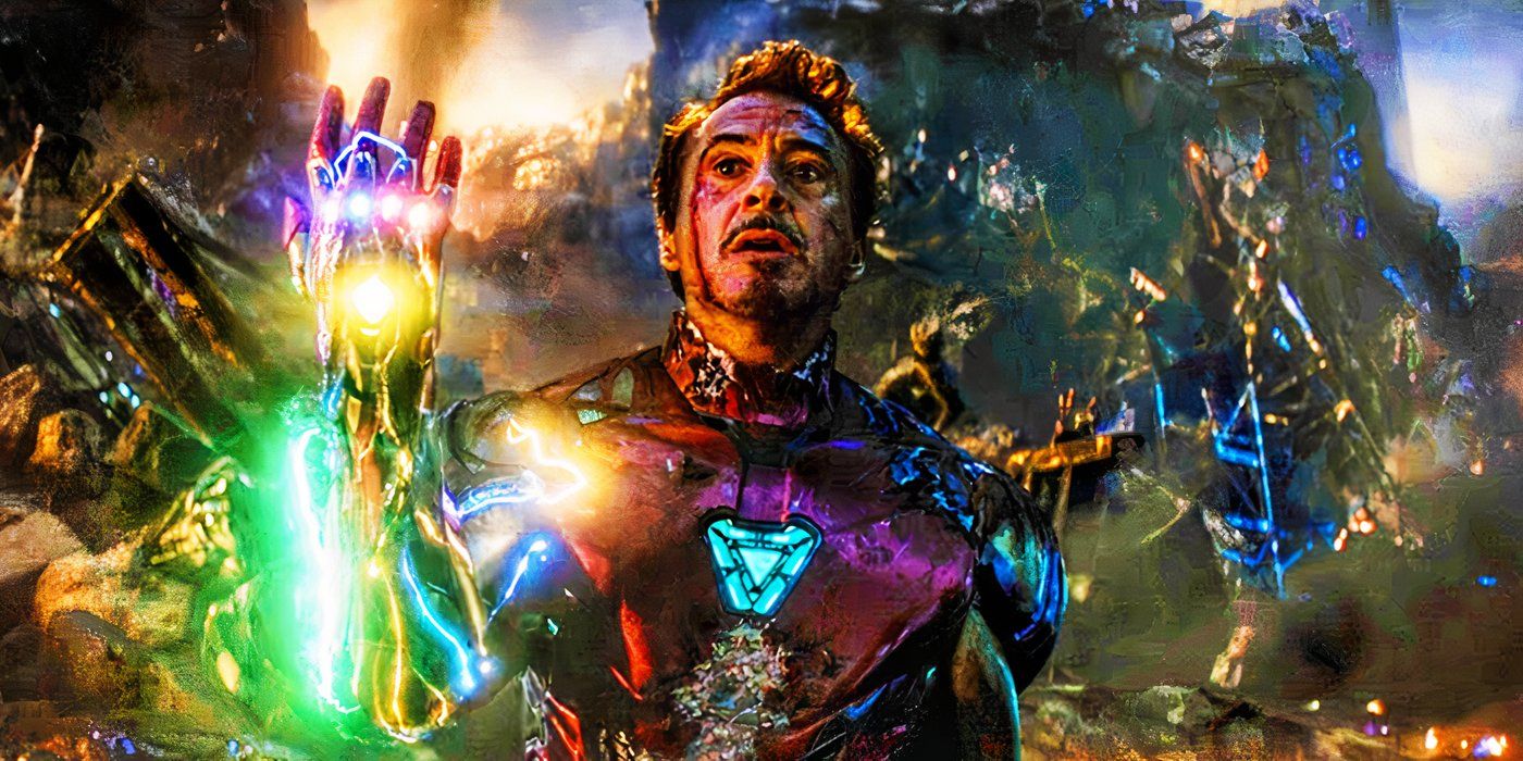 Iron Man wielding the Infinity Stones in Avengers Endgame