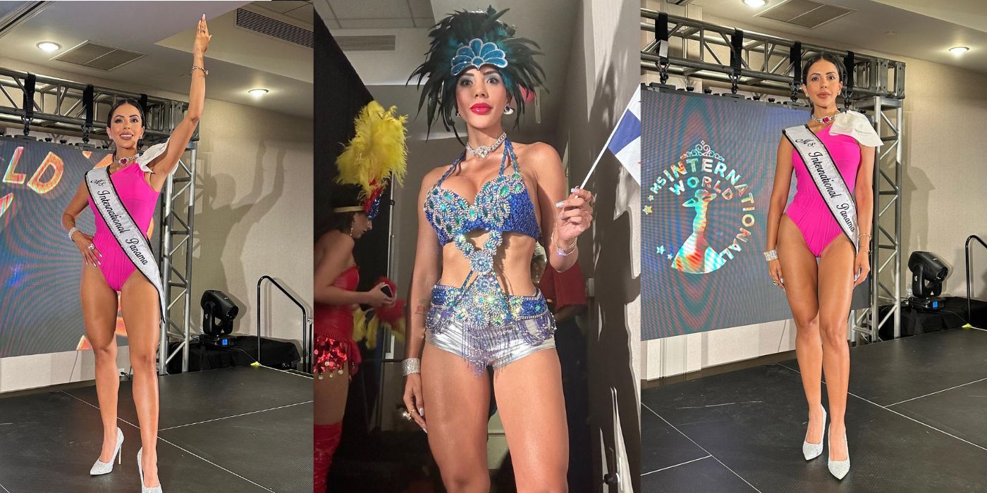 Jasmine Pineda W 90-dniowym narzeczonym pozuje w kostiumie kąpielowym na konkurs piękności.
