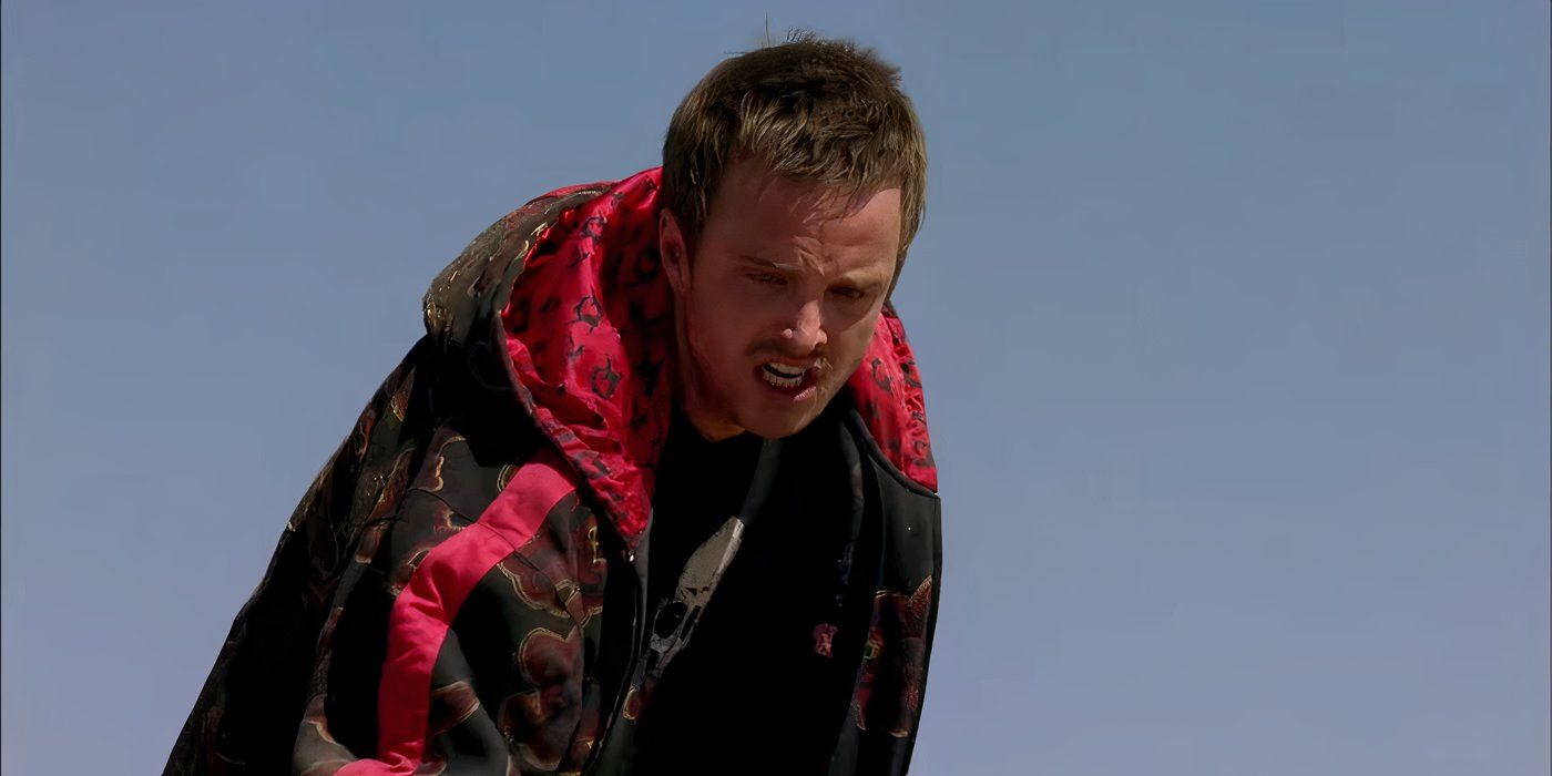 Jesse Pinkman (Aaron Paul) looking furious and wearing a shing black and red hoodie.
