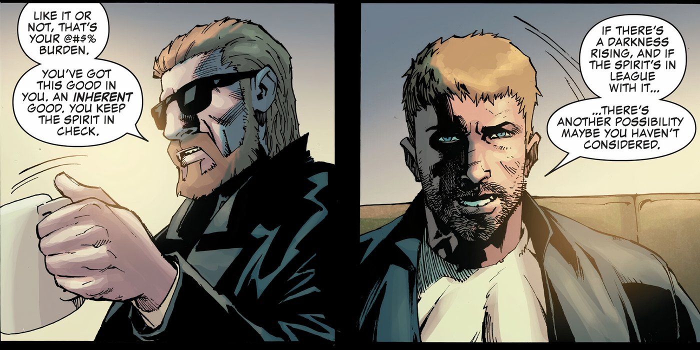 Two panels of Zeb and Johnny Blaze talking.