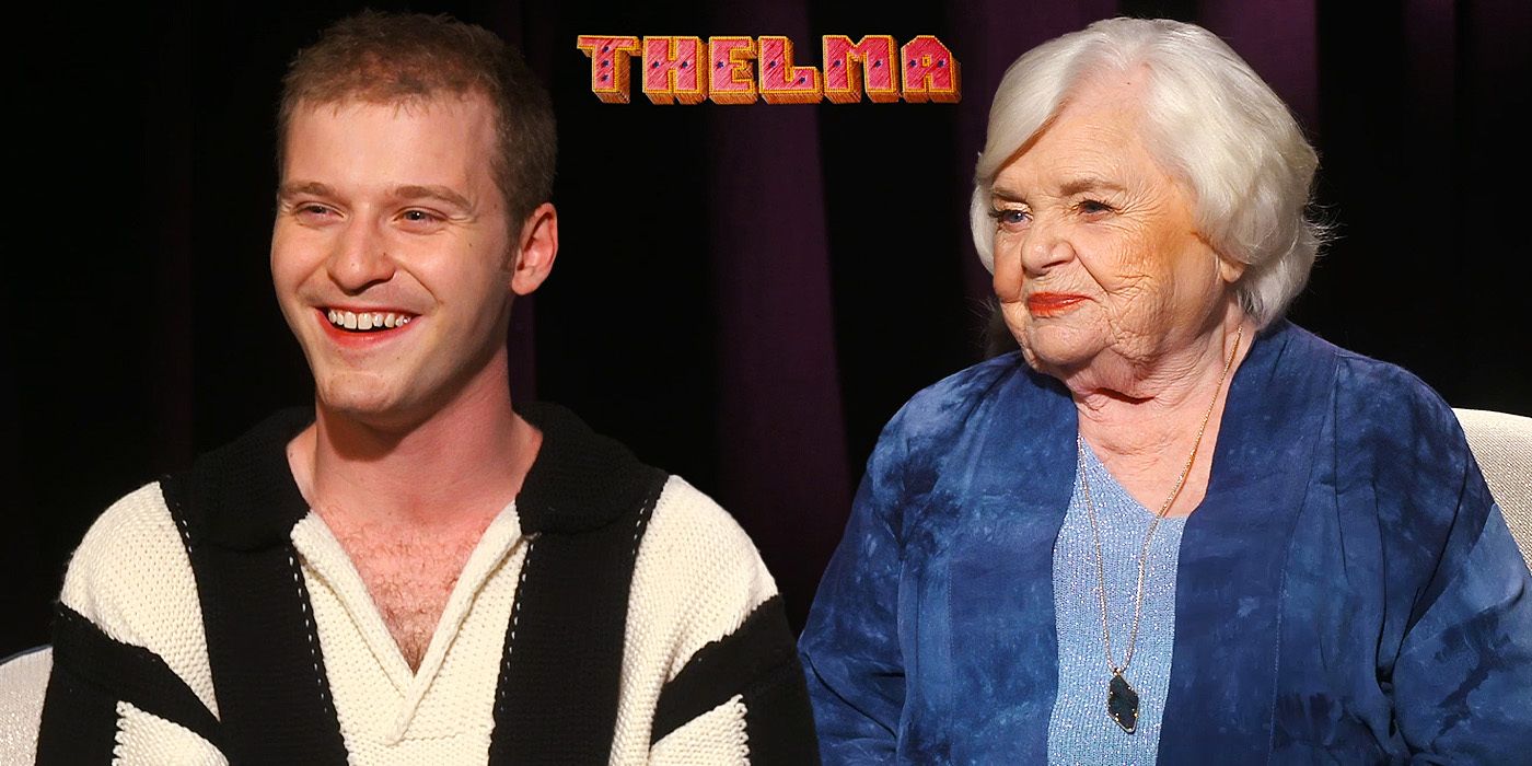 June Squibb and Fred Hechinger during the Thelma interview