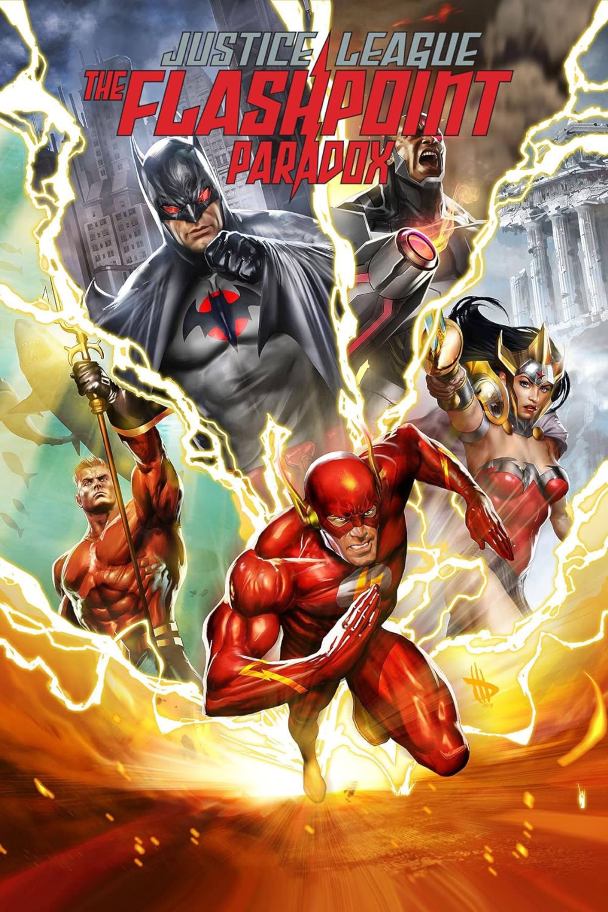 Liga da Justiça_ The Flashpoint Paradox (2013) - Pôster - Batman, Flash, Mulher-Maravilha e Aquaman
