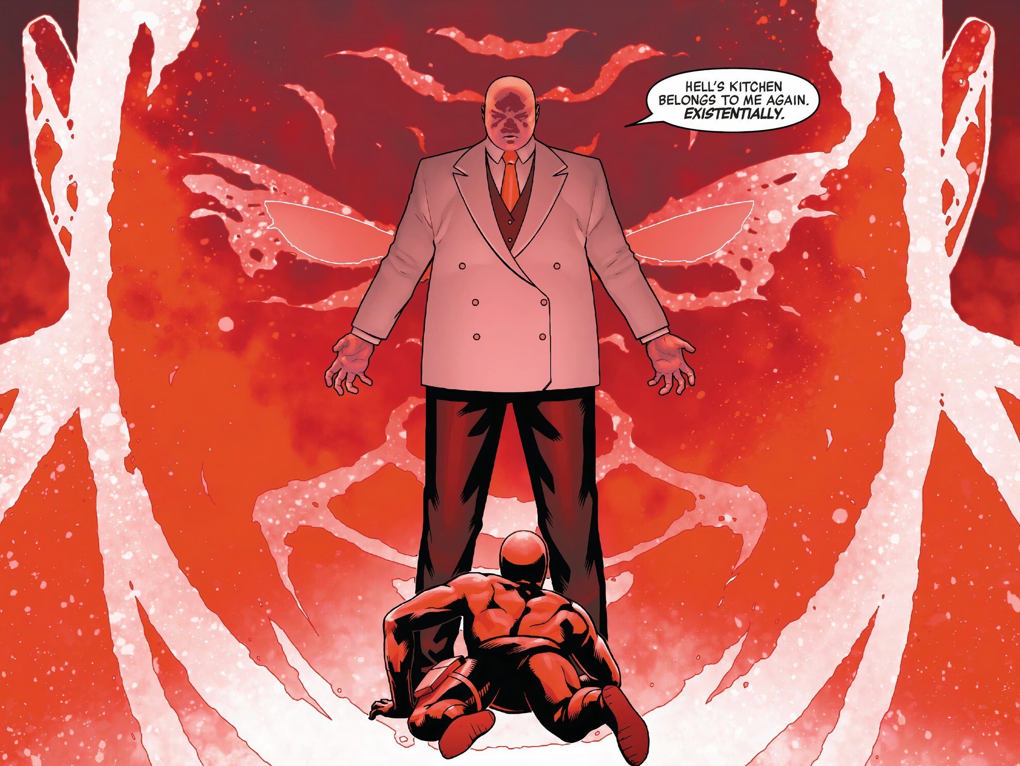 Kingpin com poderes de ganância lutando contra o Demolidor Marvel