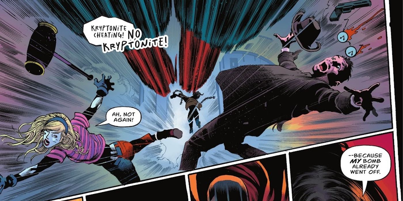 Bizarro Menyatakan Penggunaan Kryptonite adalah Curang Saat Dia Terbang Menjauh dari Clock King dan Harley Quinn