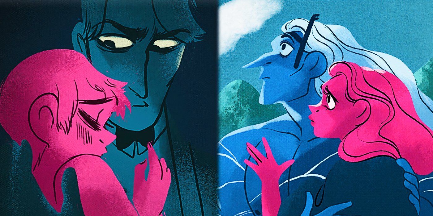 Hades and Persephone at the start (left) and end (right) of their relationship.