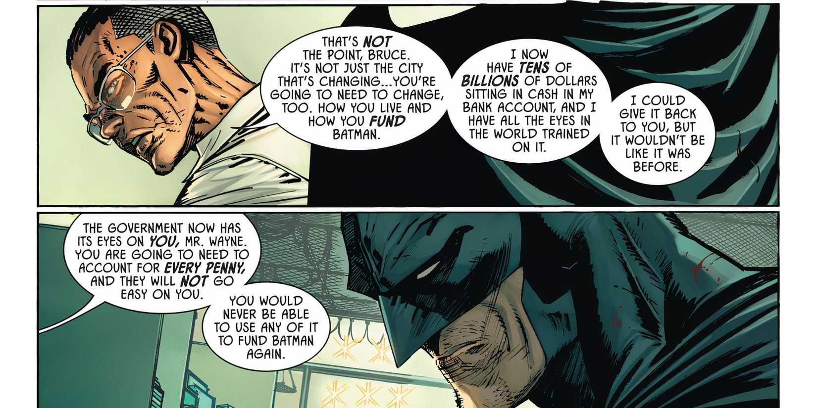 Lucius Tells Batman He Can't Have His Money Back DC