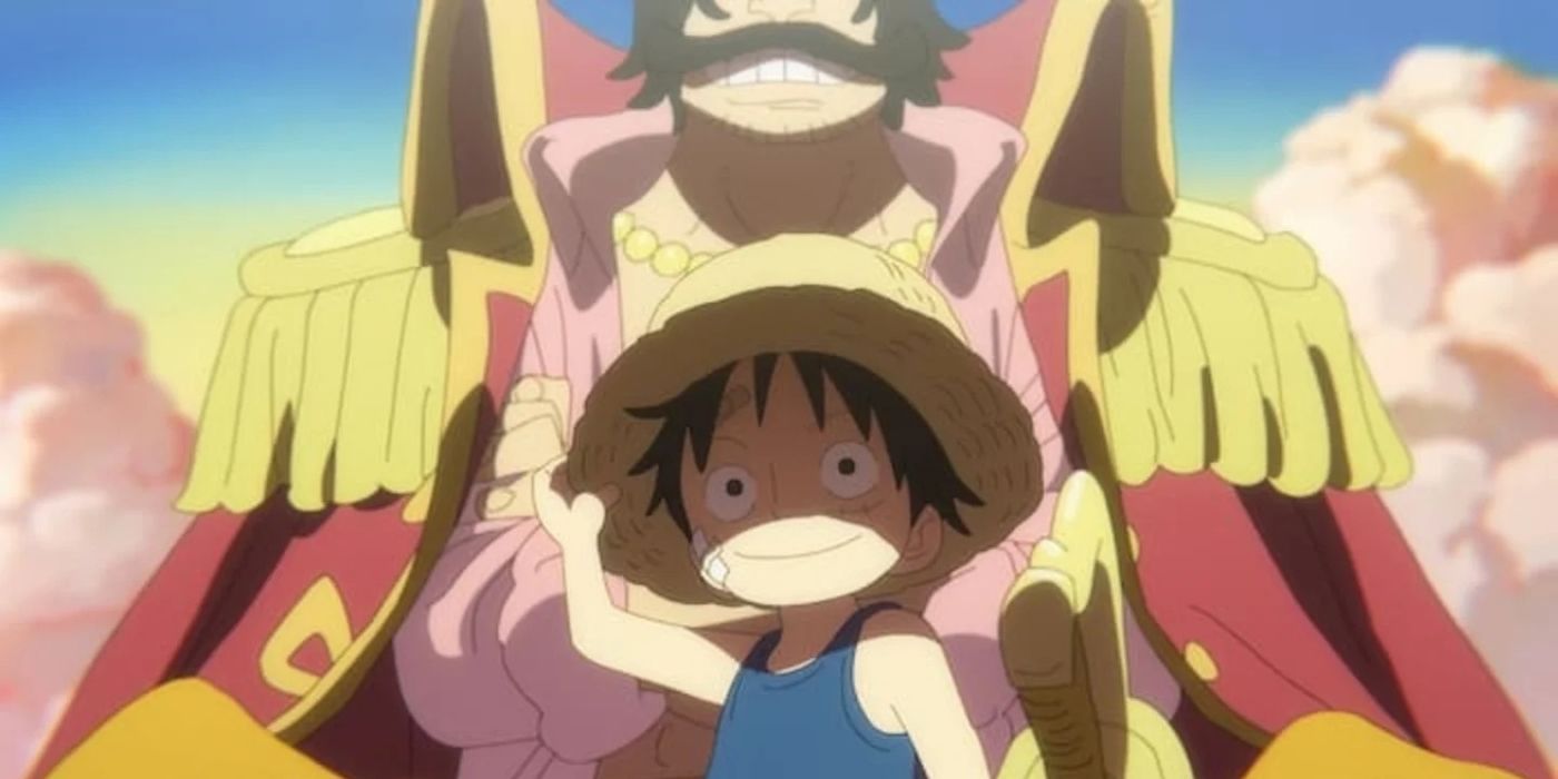 Luffy talking about his dream, which is the exact same that Roger had. The King of the Pirates is seen smiling behind Luffy