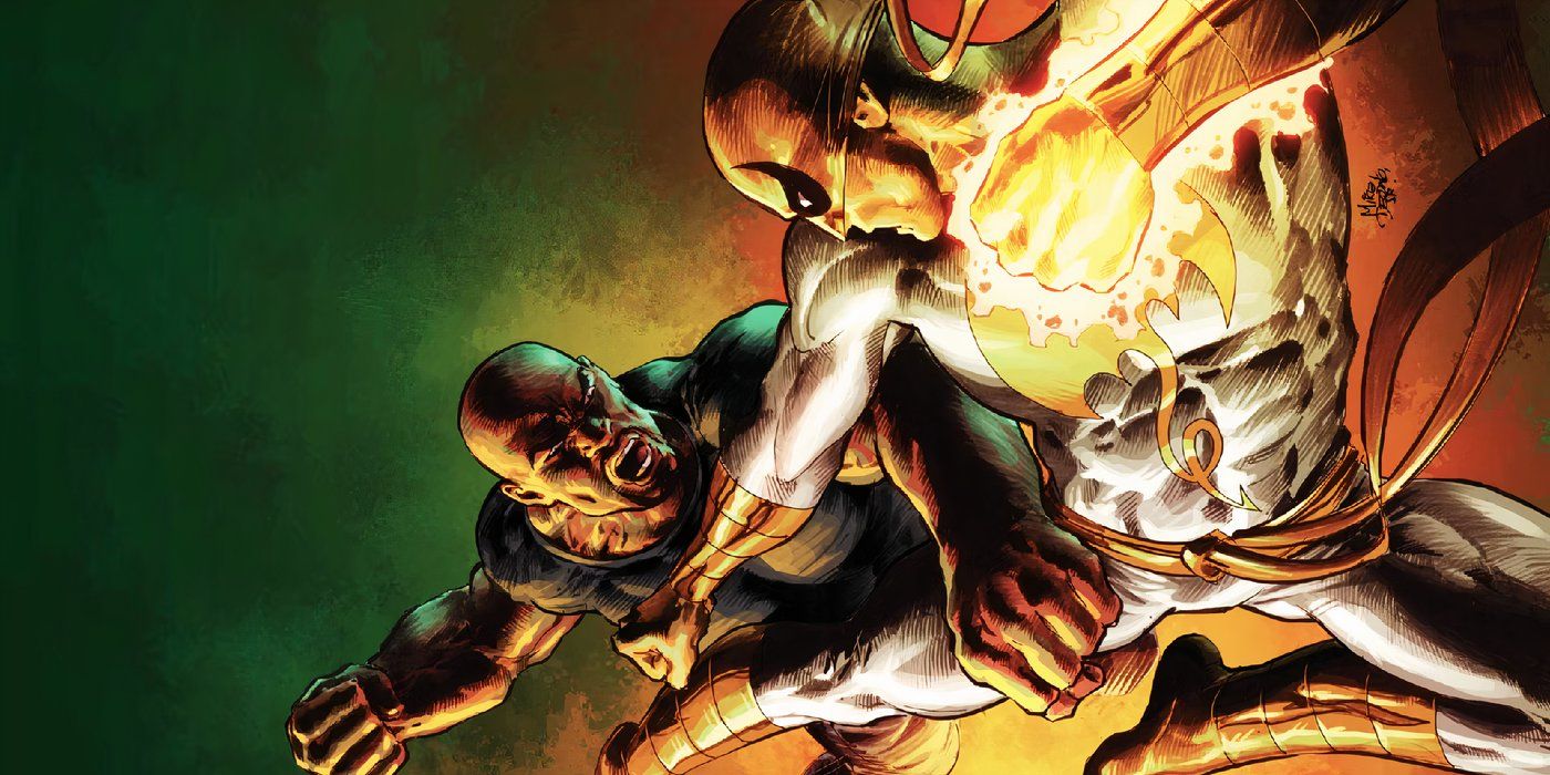 Luke Cage fights Iron Fist in Marvel Comics