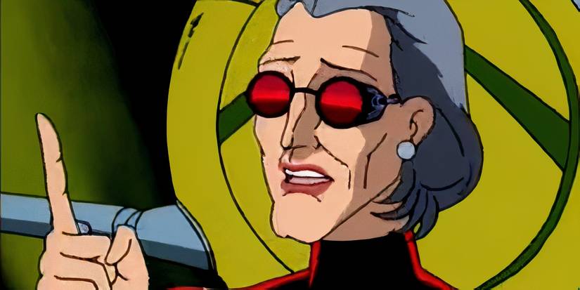 Madame Web talking with a pointed finger in spider-man the animated series