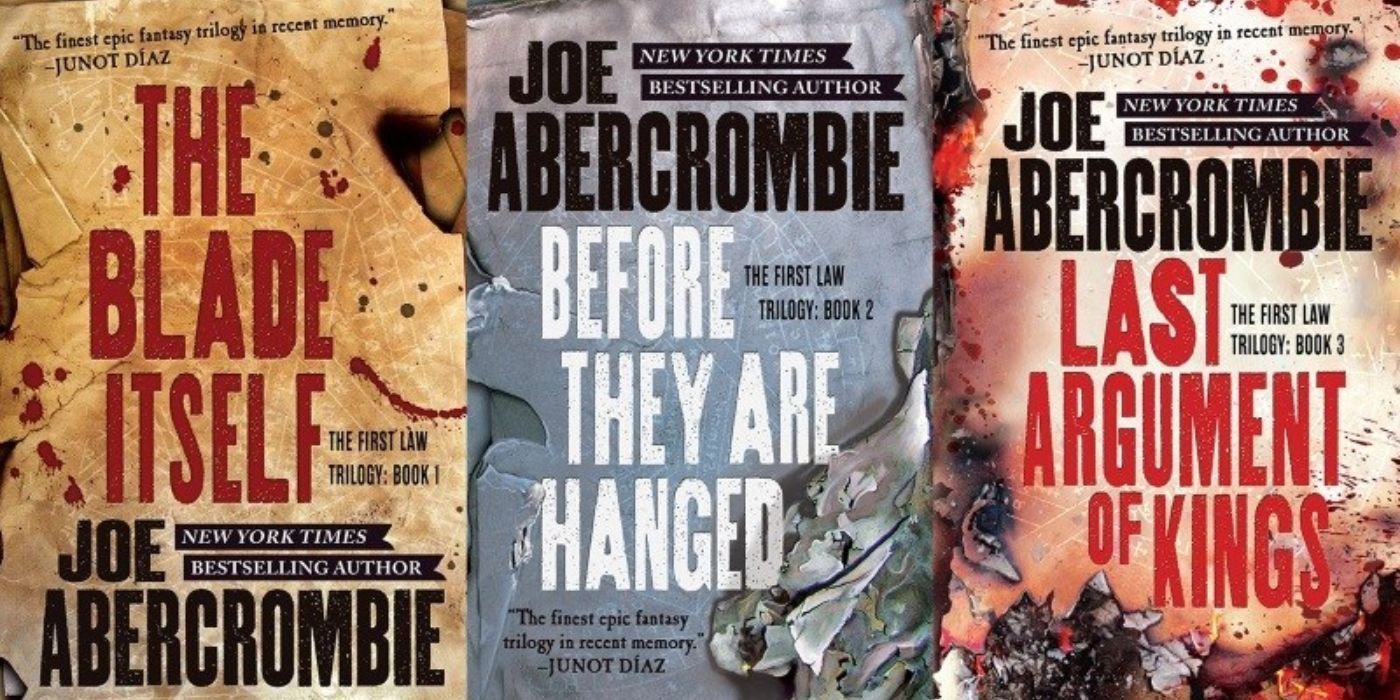 Covers of The First Law trilogy books by Joe Abercrombie