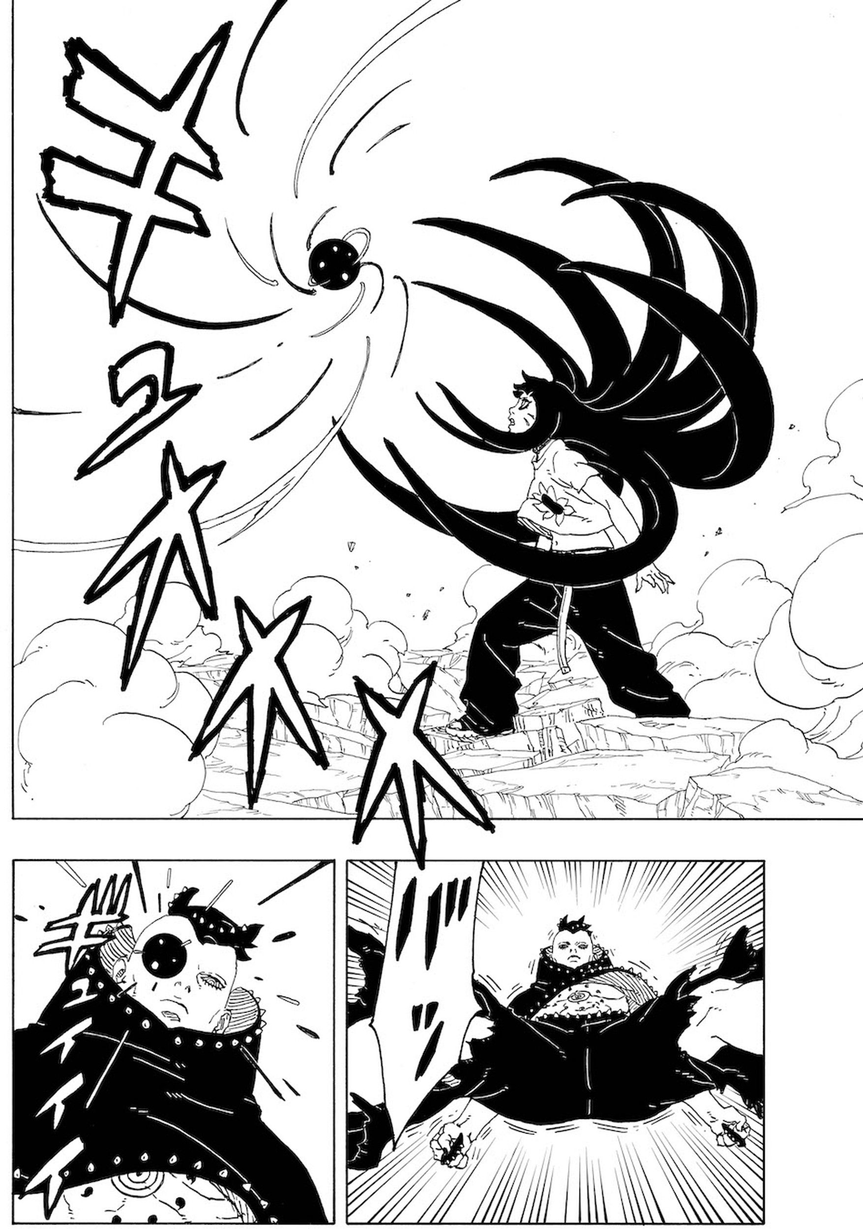 Manga panel of Himawari launching a Tailed Beast bomb on Jura