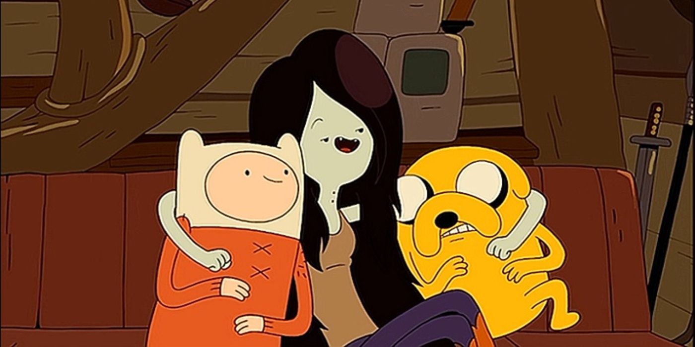 Finn, Jake and Marceline in its first episode, "Forced out"