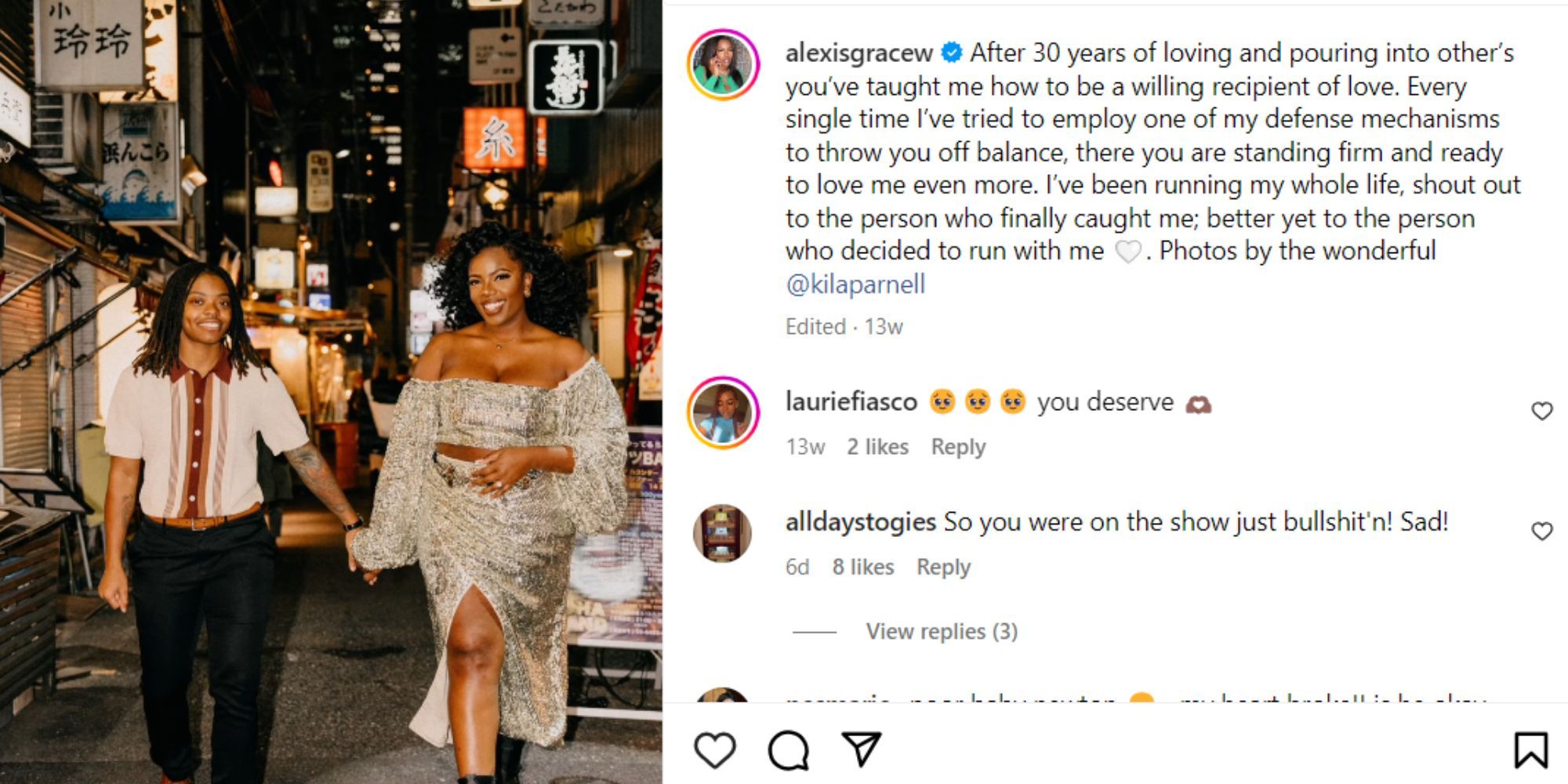 Married at First Sight season 15 Alexis Williams and wife posing and smiling in Japan