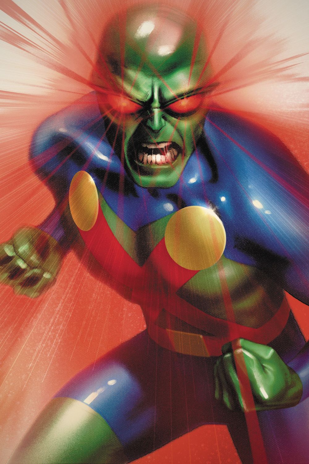 Martian Manhunter en una portada de cómic con retrato