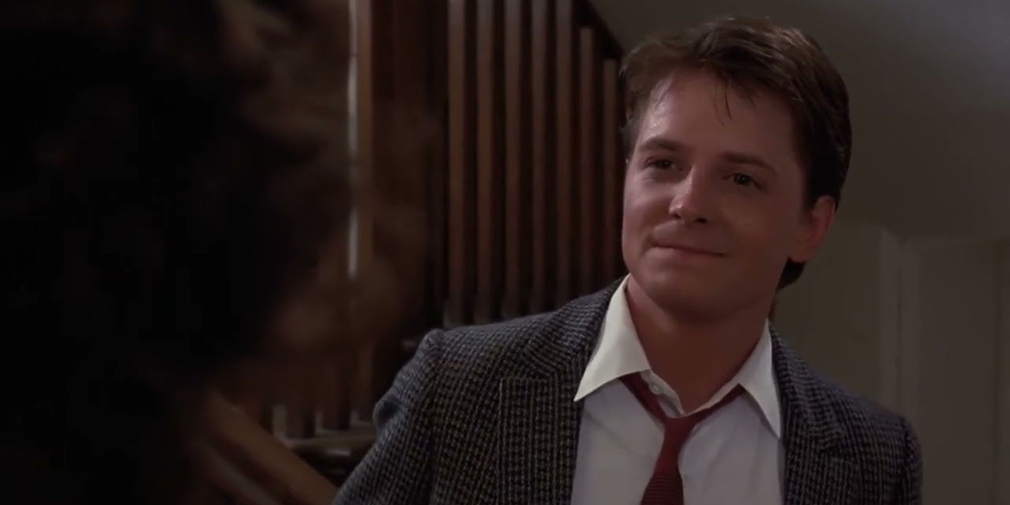 Marty McFly smiling in Back to the Future