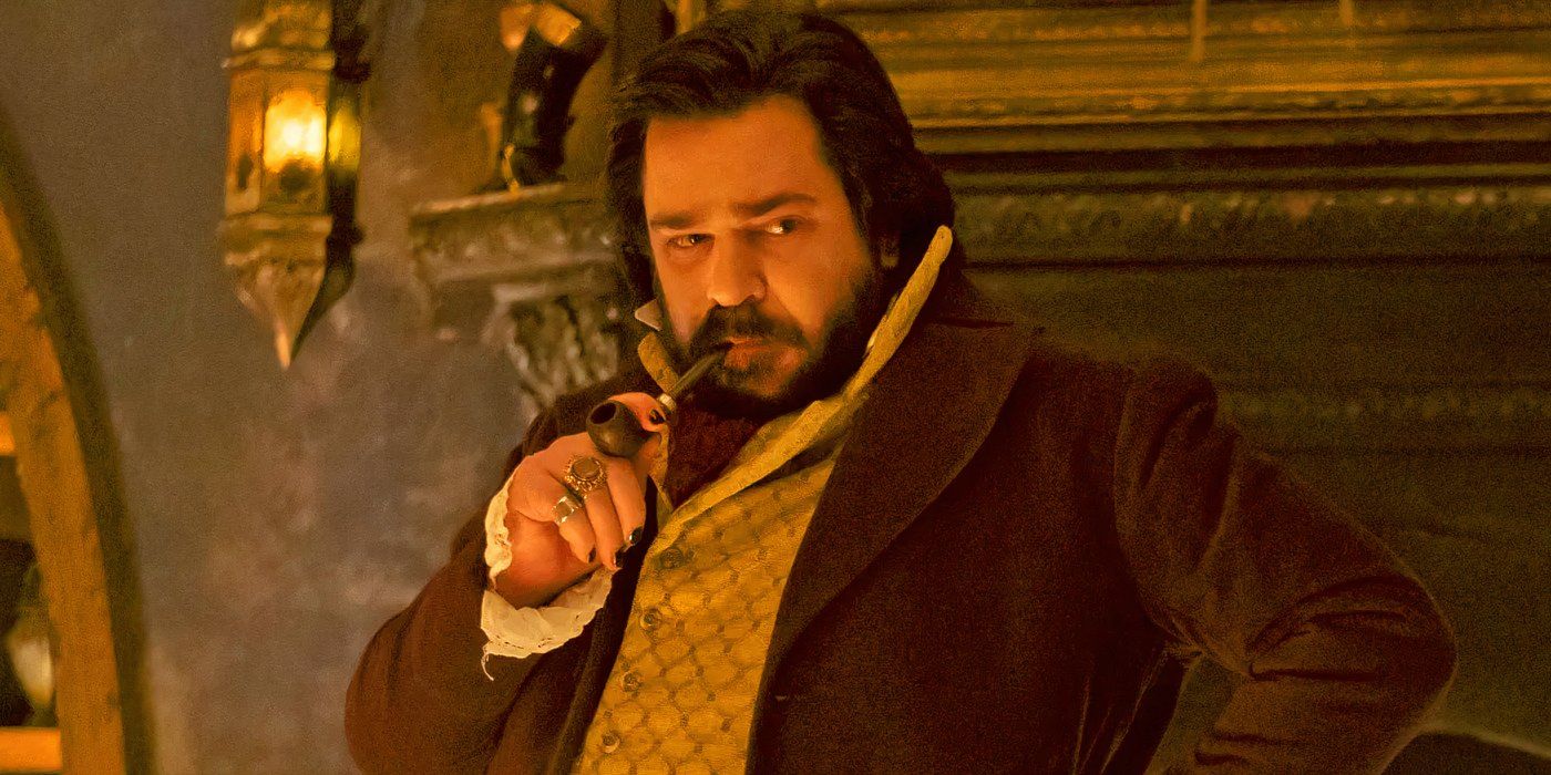 Matt Berry smoking a pipe in What We Do in the Shadows