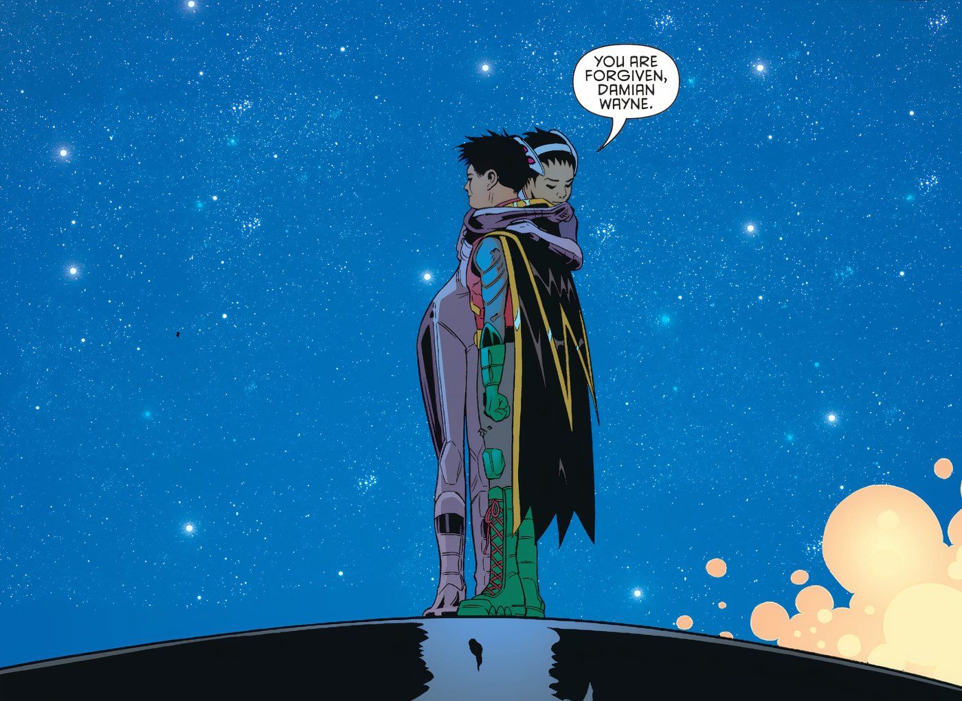 Maya Ducard perdoa Damian Wayne com um abraço