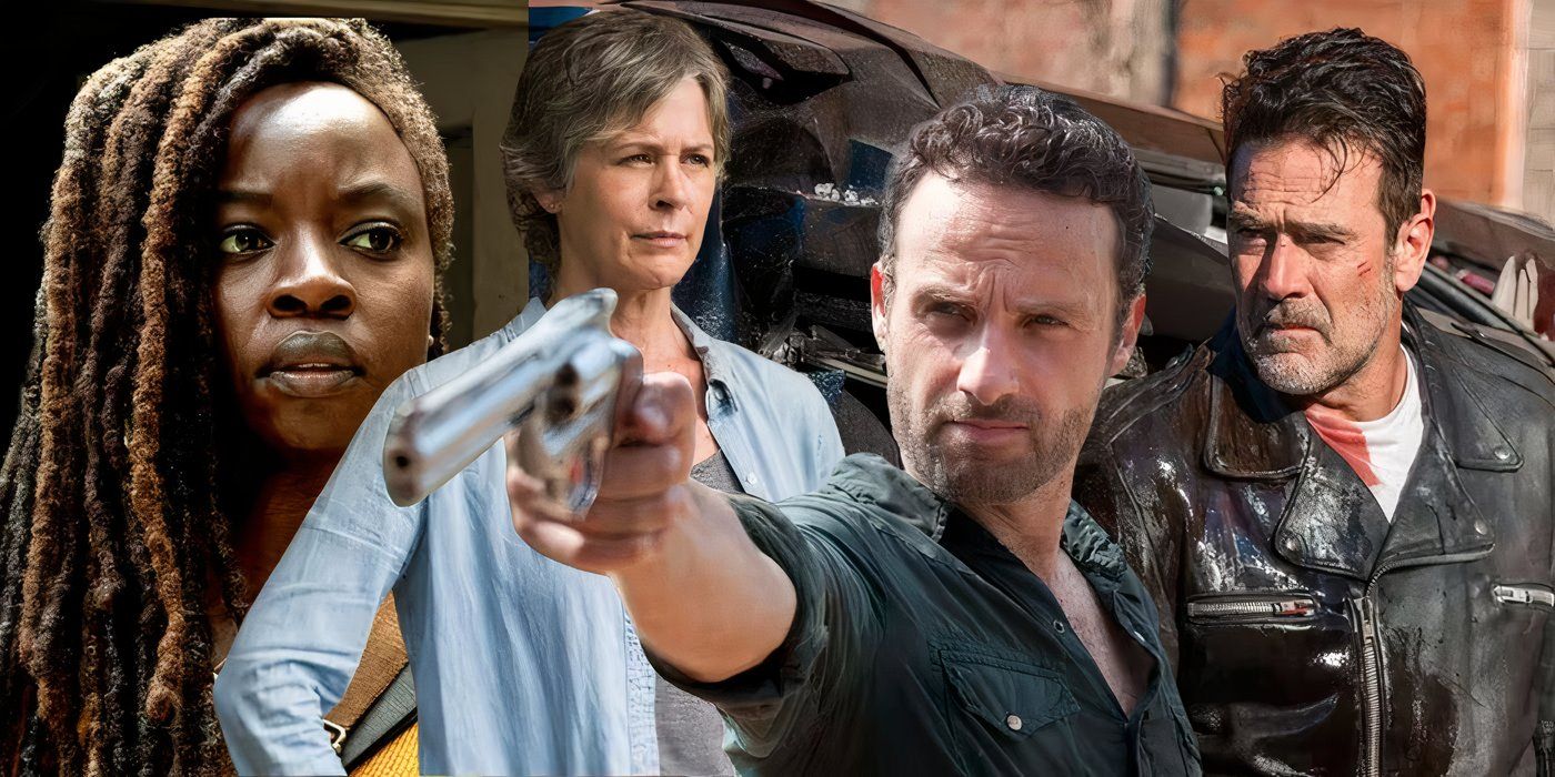 Michonne, Rick, Carol, and Negan in The Walking Dead