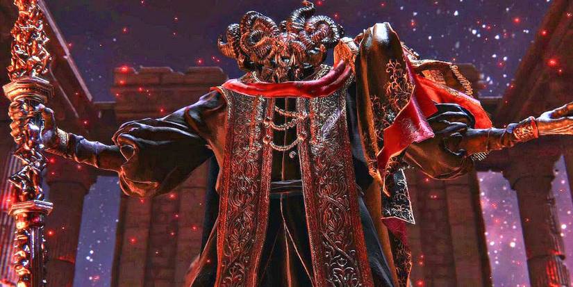 Mohg with his arms displayed in Elden Ring