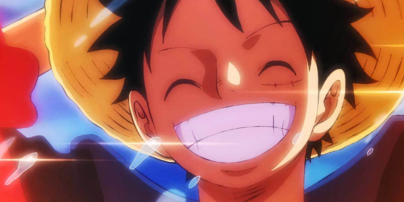 Luffy dando um grande sorriso no arco de Wano em One Piece