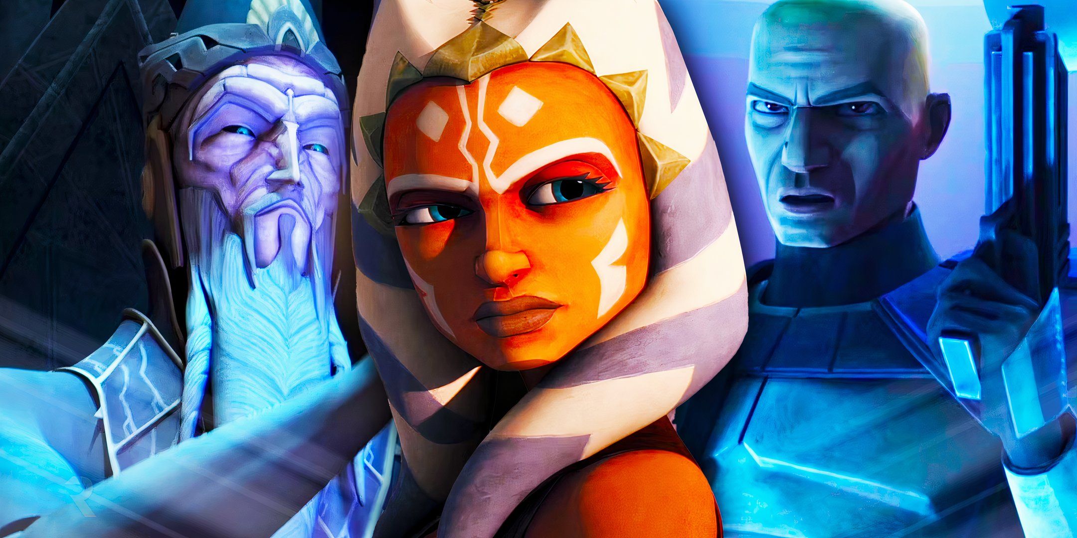 Ahsoka Tano looking suspicious, edited with the Father and Captain Rex
