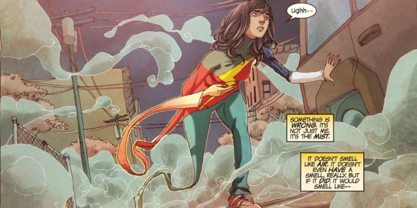 Ms. Marvel getting her powers from the Terrigen Mist.