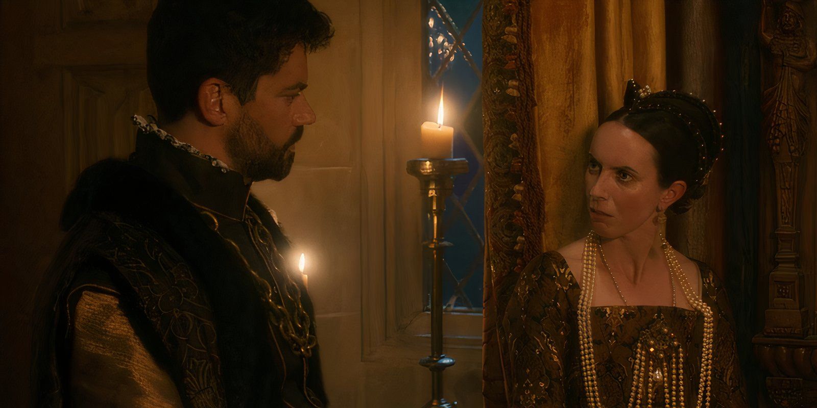 Mary stares angrily at Seymour in My Lady Jane