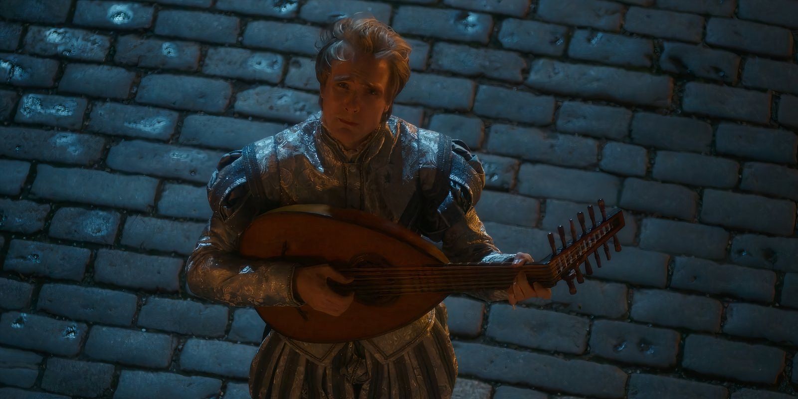 Stan Dudley holds a guitar in My Lady Jane