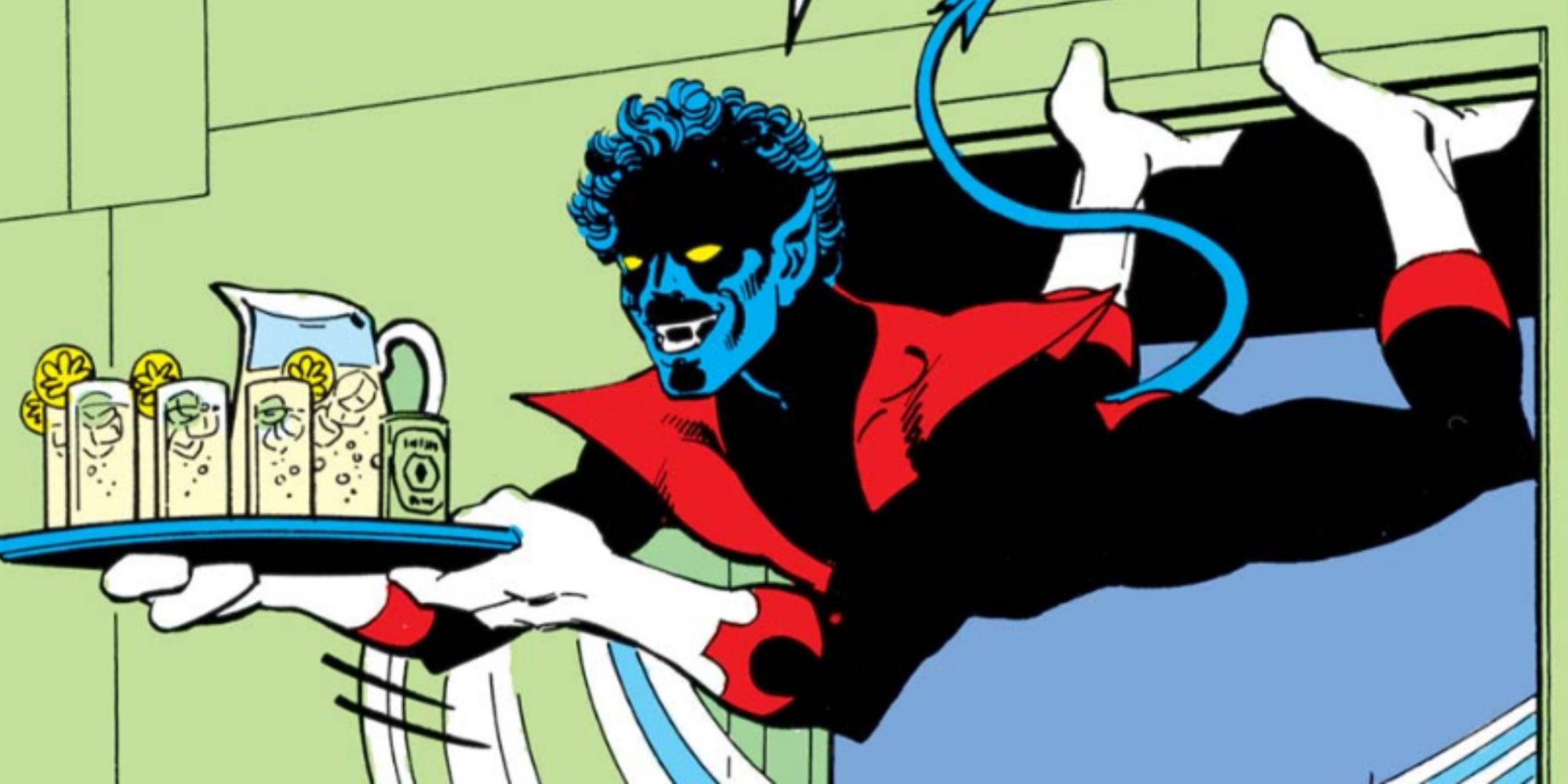 Nightcrawler serves drinks to the X-Men in the comics