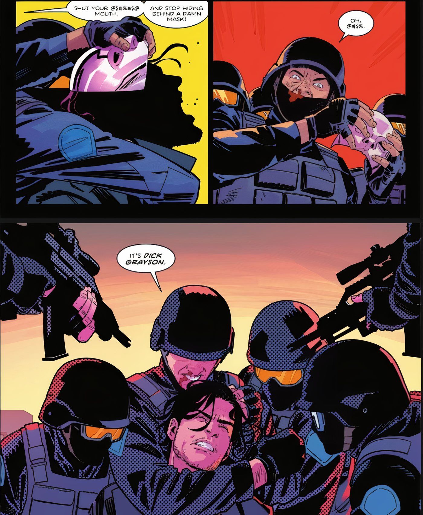 Asa Noturna #115 Dick Grayson sendo desmascarado como o vilão Heartless