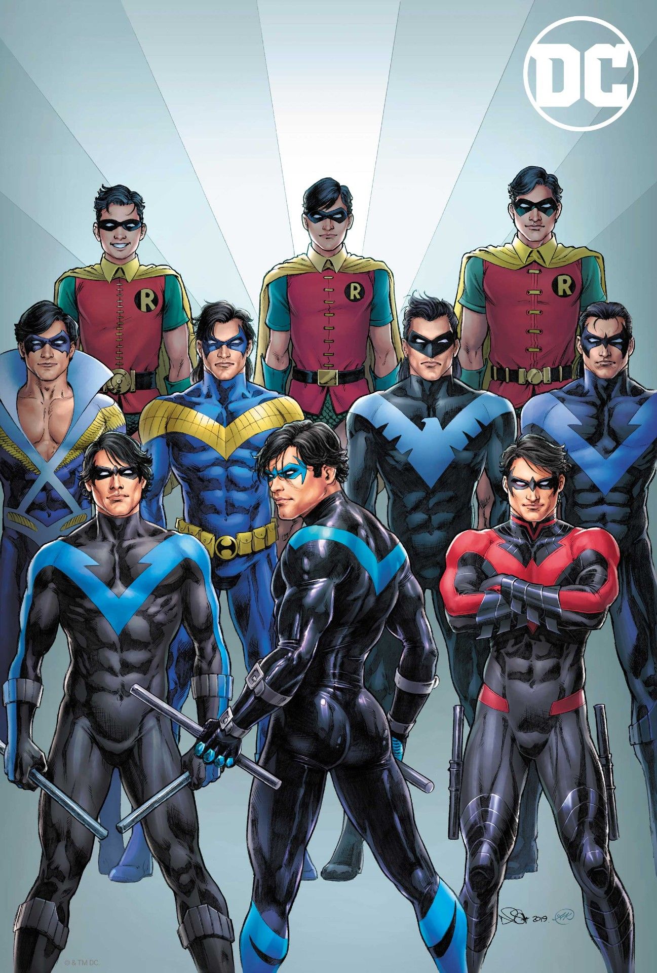 Nightwing #118 Nicola Scott Artist Spotlight Variant with multiple Nightwings from the multiverse
